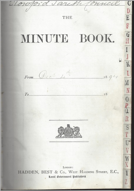 Front Cover of Minutes Book fron 4th December 1894